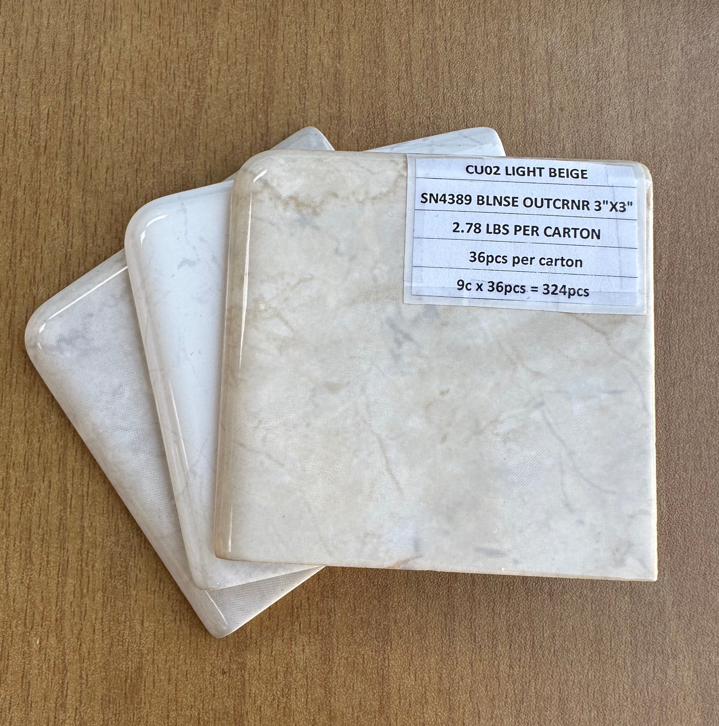 Mohawk TILE: T0753-CU02 SN4389 BLNSE OUTCRNR 3X3 LIGHT BEIGE