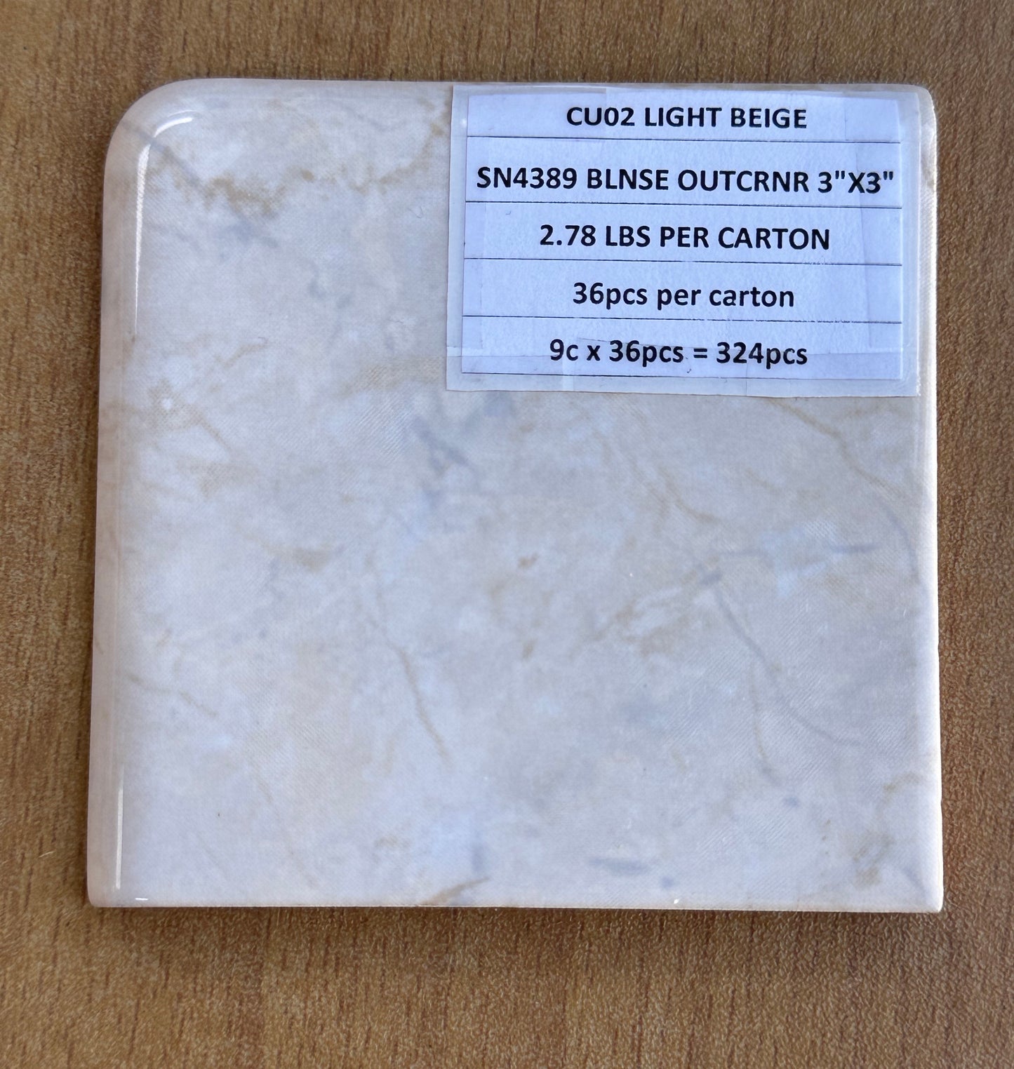 Mohawk TILE: T0753-CU02 SN4389 BLNSE OUTCRNR 3X3 LIGHT BEIGE