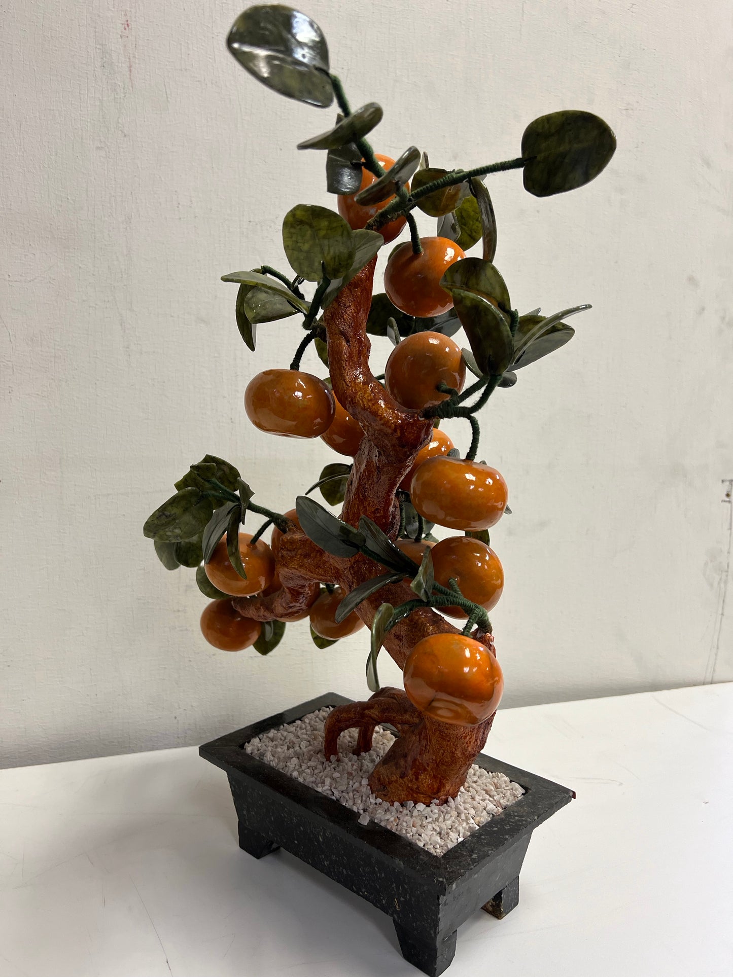Rare Oriental Tangerine Bonsai Style Floral Art Statue Centerpiece SP1