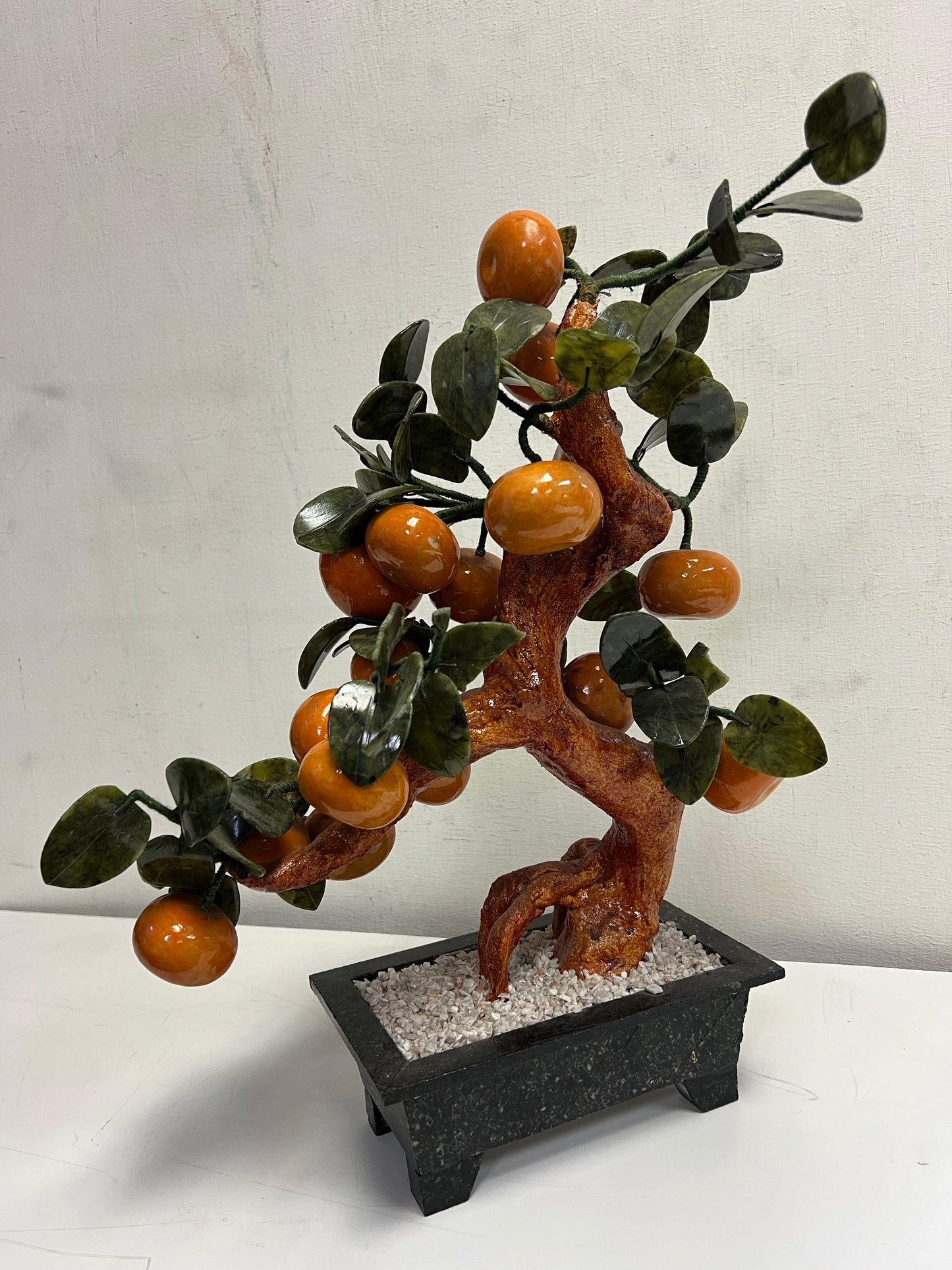 Rare Oriental Tangerine Bonsai Style Floral Art Statue Centerpiece SP1