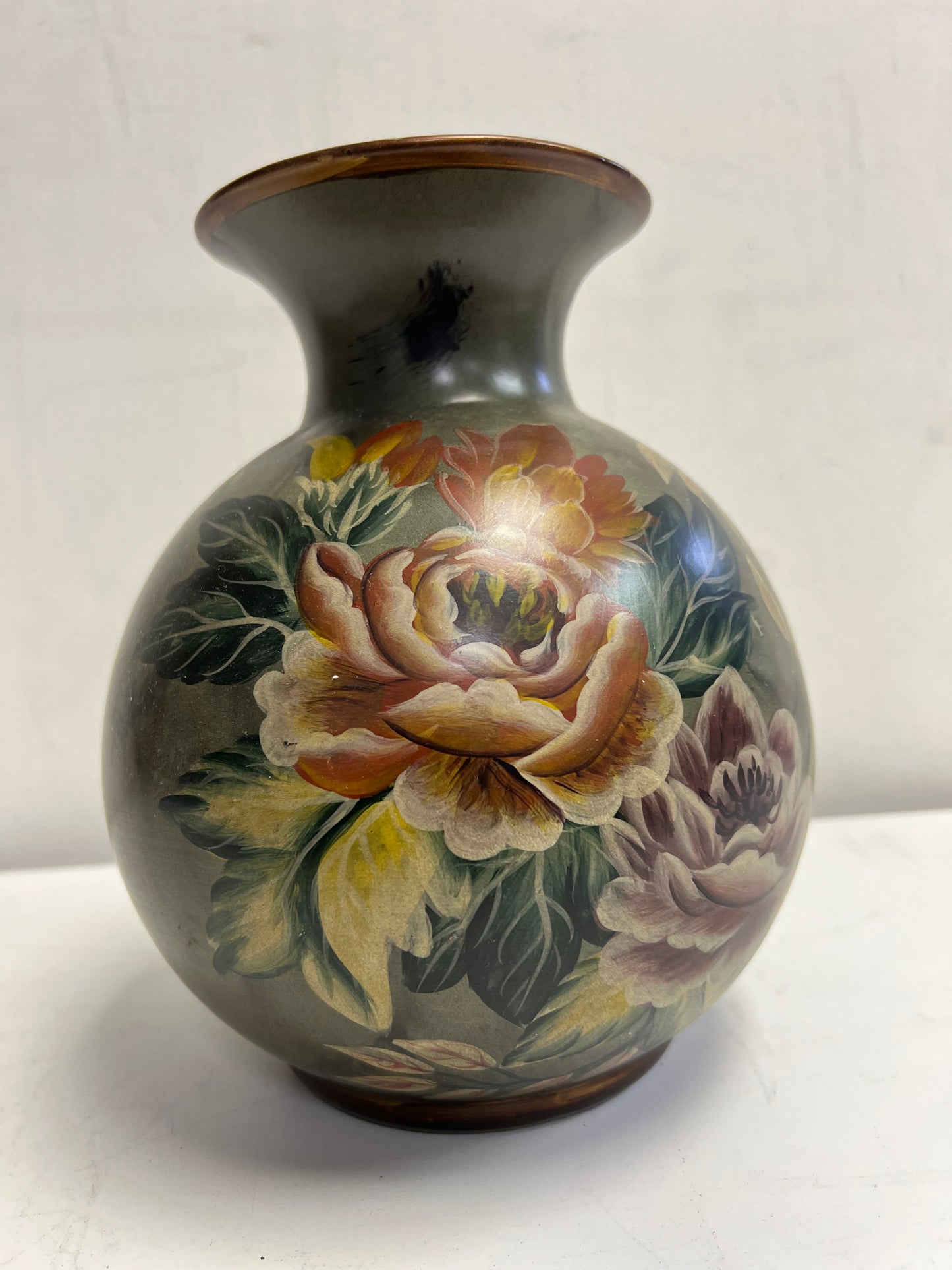 Vintage Hand Painted Floral Ceramic Vase SP13