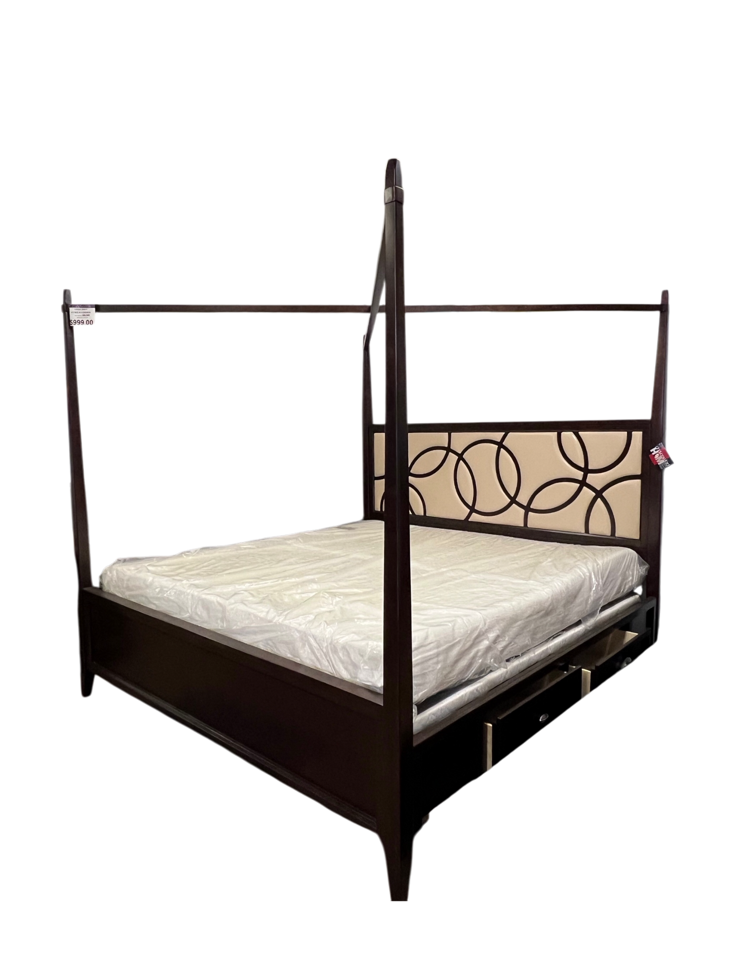 NAJARIAN FURNITURE: East King Bed with Drawers -CIRQUE Canopy