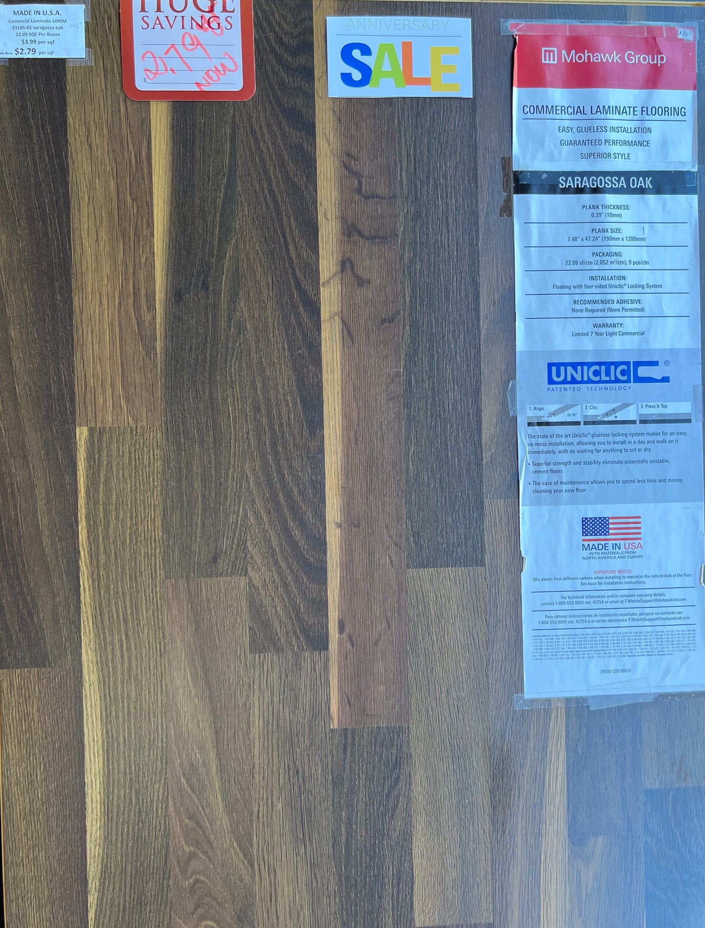 Mohawk Commercial Laminate #33185-01 Saragossa Oak