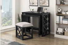 03 Pieces Desk with Stool ( color : Black )