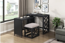 03 Pieces Desk with Stool ( color : Black )