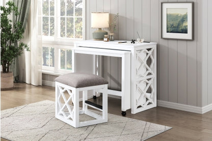 3-Piece Desk with Stool ( white )