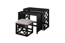 03 Pieces Desk with Stool ( color : Black )