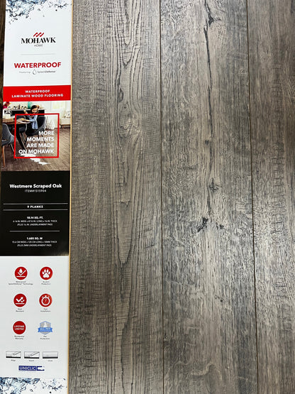 Mohawk Water Proof Laminate Floor #  SL326-MH905 LP COSTCOMO WESTMERE SCRAPED OAK 12MM