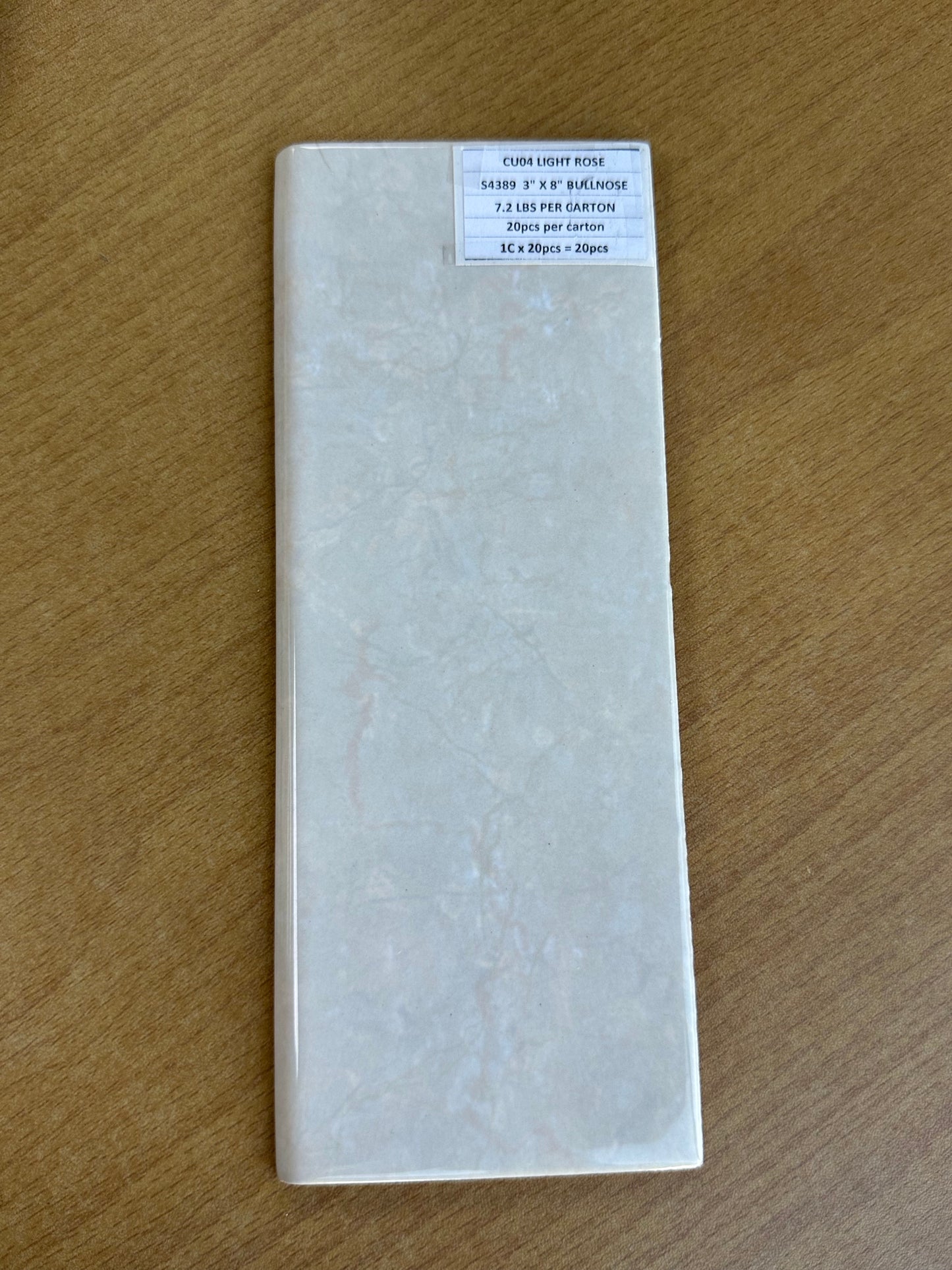 Mohawk Bullnose TILE: T0753-CU04 S43C9 BN 3X12 CARUSO LIGHT ROSE