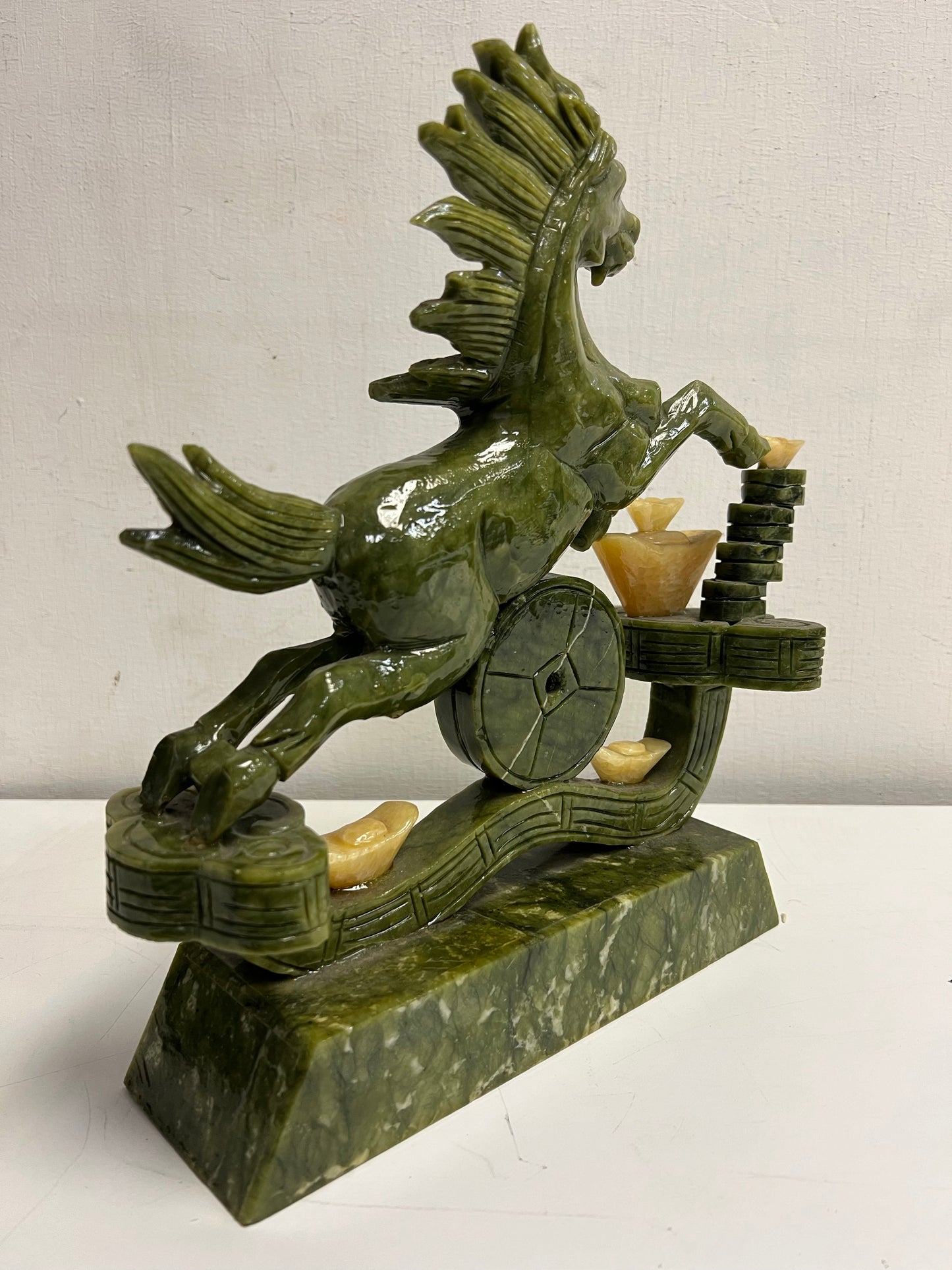 Rare Oriental Jade Stone Horse Zodiac Art Statue Centerpiece SP4