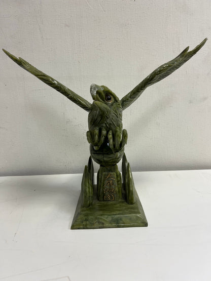 Rare Oriental Jade Stone Eagle Art Statue Centerpiece SP5