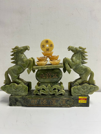 Rare Oriental Jade Stone Horse Zodiac Art Statue Centerpiece SP8