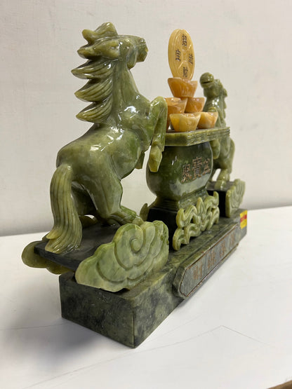 Rare Oriental Jade Stone Horse Zodiac Art Statue Centerpiece SP8