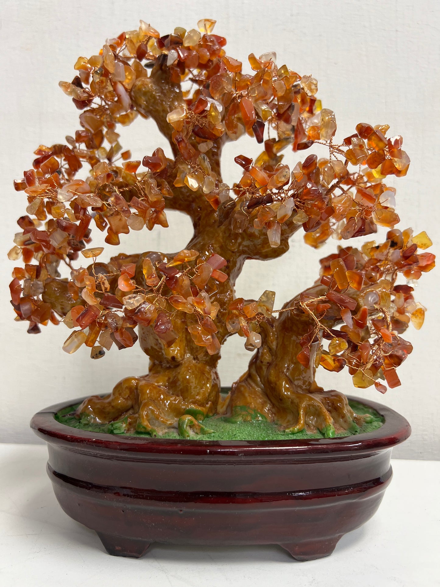 Rare Oriental Stone Beaded Bonsai Tree Art Statue SP14