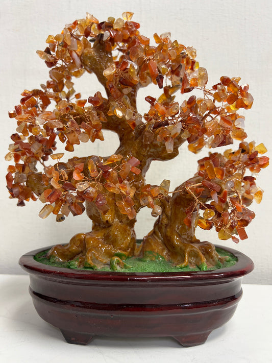 Rare Oriental Stone Beaded Bonsai Tree Art Statue SP14