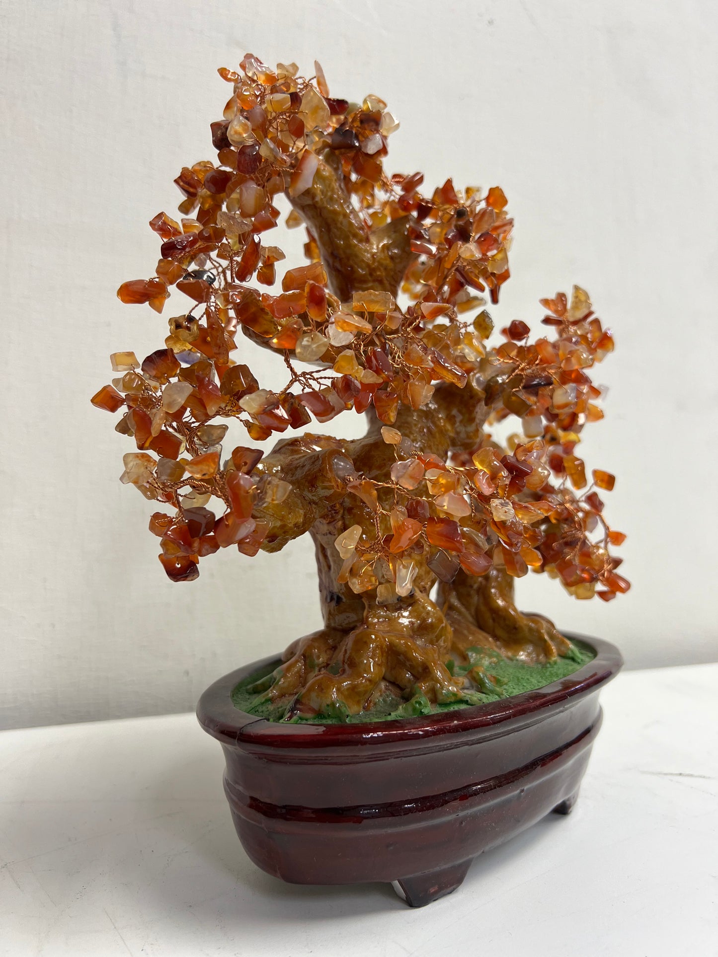 Rare Oriental Stone Beaded Bonsai Tree Art Statue SP14