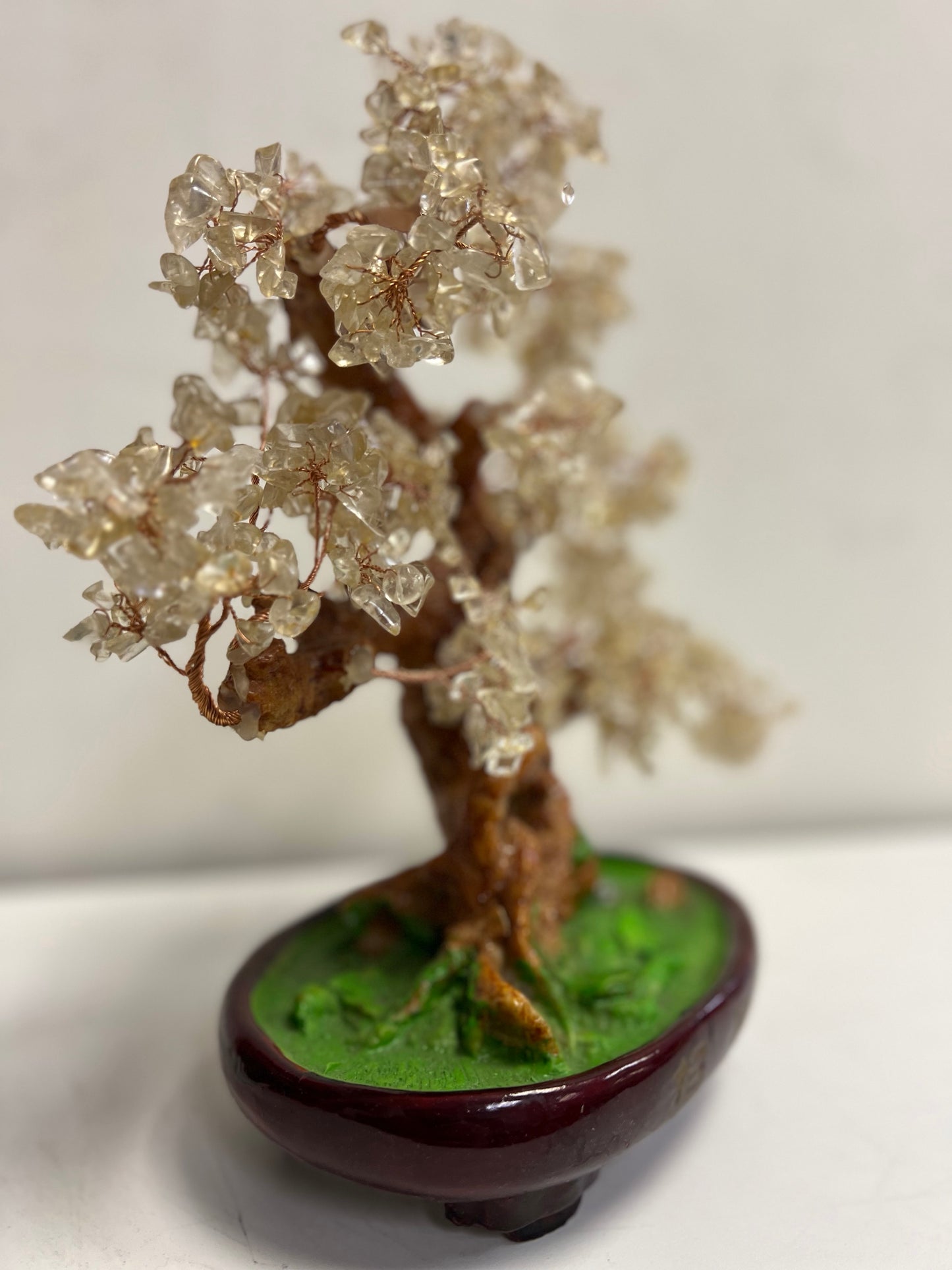 Rare Oriental Stone Beaded Bonsai Tree Art Statue SP15