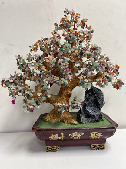 Rare Oriental Stone Beaded Bonsai Tree Art Statue SP16