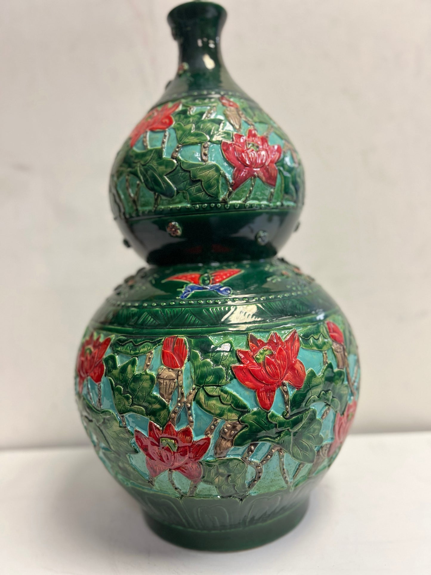 Handmade Ceramic Art Vase Floral Green SP22