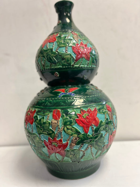 Handmade Ceramic Art Vase Floral Green SP22