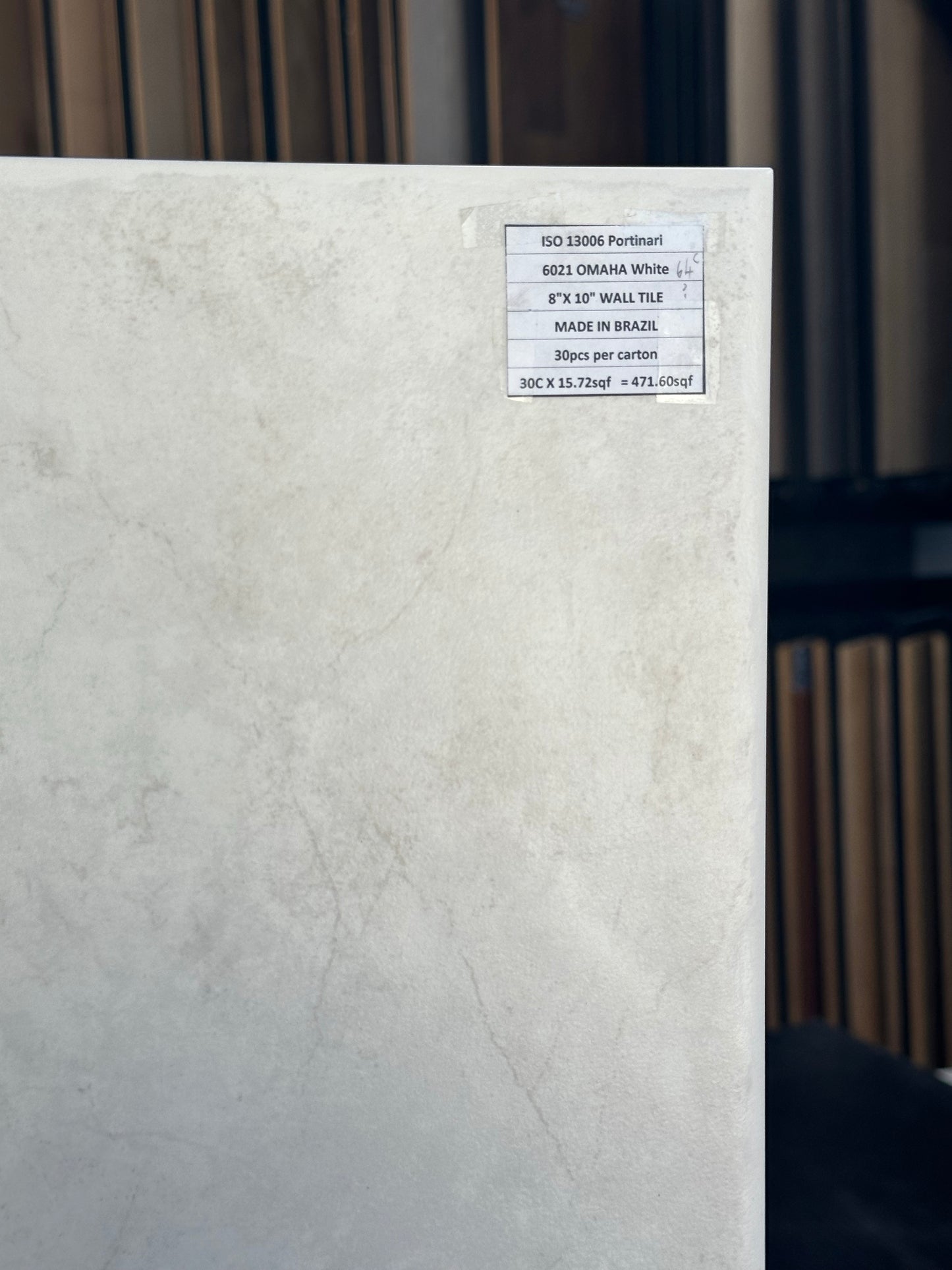 Portinari Ceramic Wall Tile: 6021 OMAHA WHITE 8X10