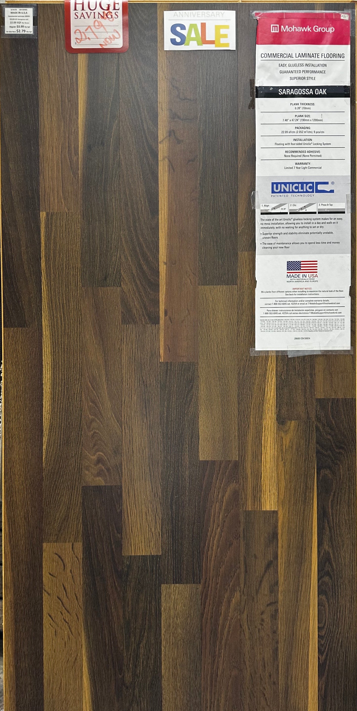 Mohawk Commercial Laminate #33185-01 Saragossa Oak