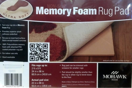 Memory Foam Rug Pad 2 ft x 8 ft (NON-SLIP)