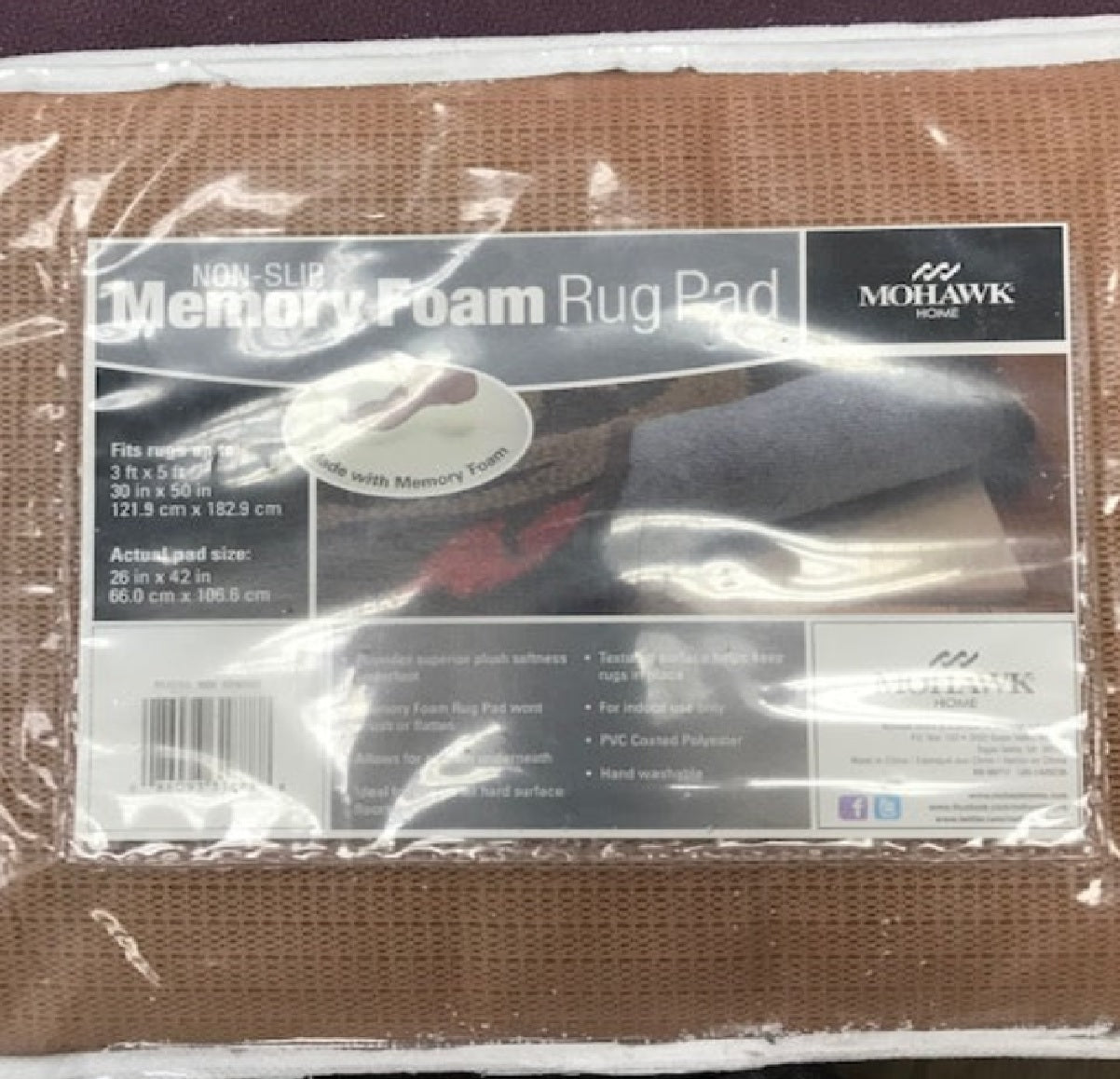 Memory Foam Rug Pad 3 ft x 5 ft (NON-SLIP)